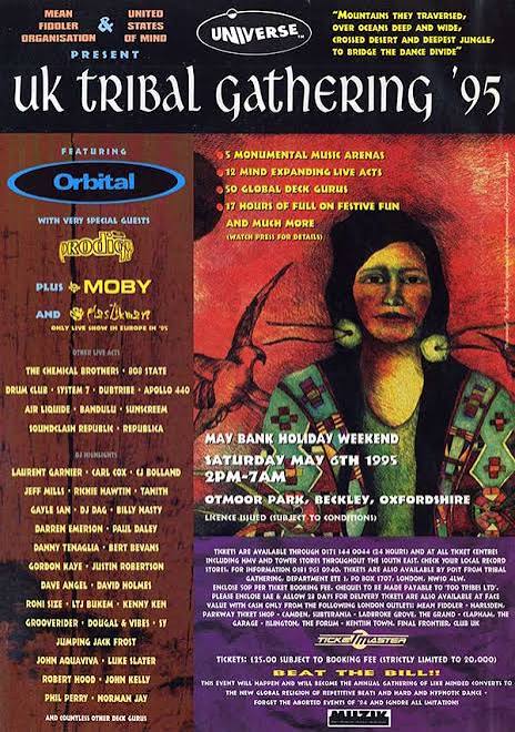 UK Tribal Gathering '95 flyer, Otmoor Park, Beckley, Oxfordshire