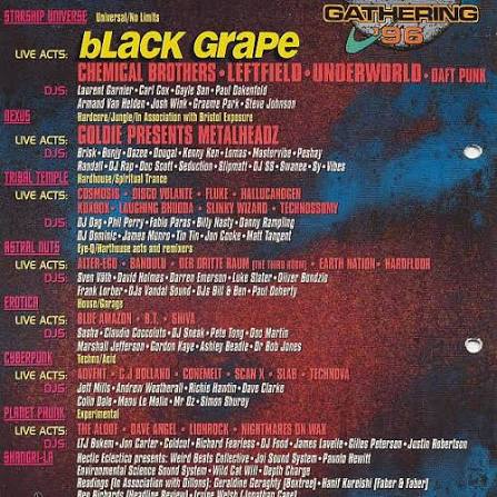 Tribal Gathering '96 lineup flyer, Luton Hoo, Bedfordshire